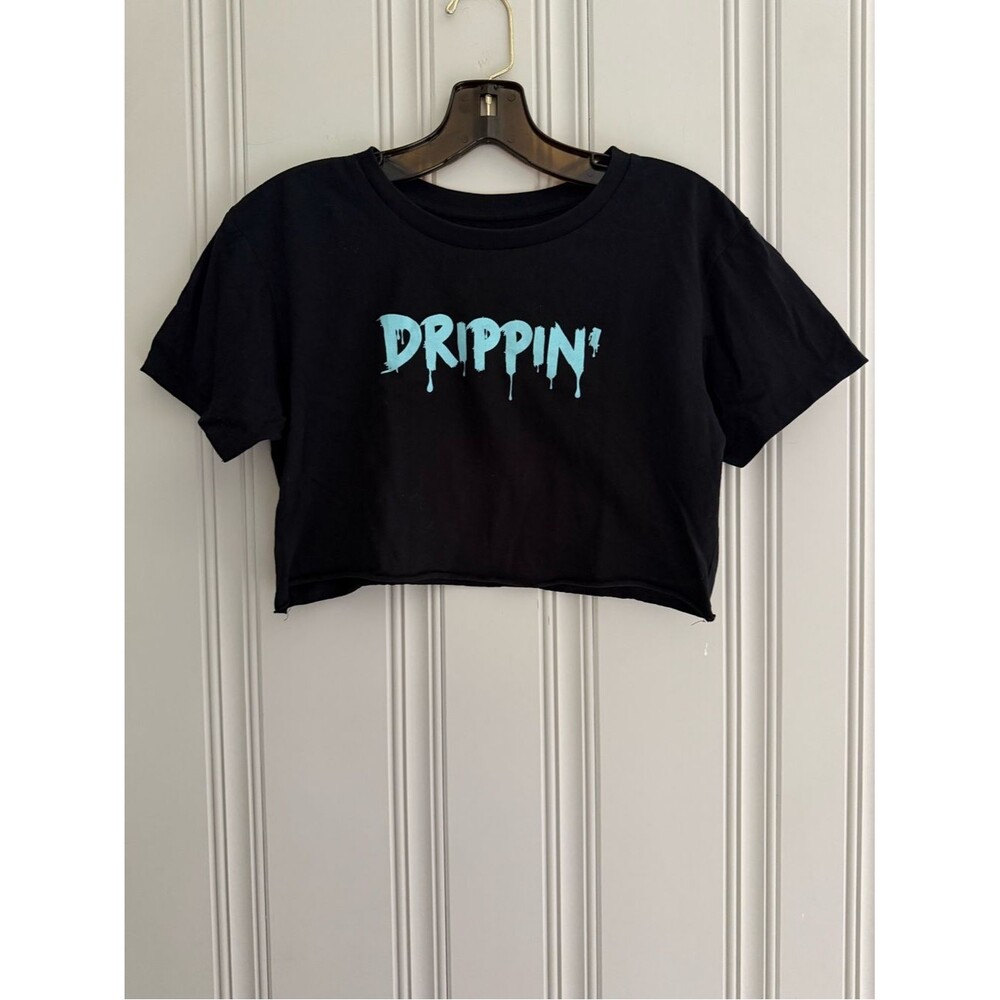 Charlotte Russe Black Tee with White Logo Print